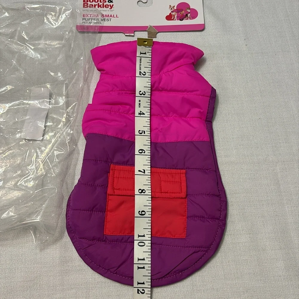 Boots & Barkley Dog Quilted Puffer Jacket Size XS Pink & Purple Colorblock 10 LB